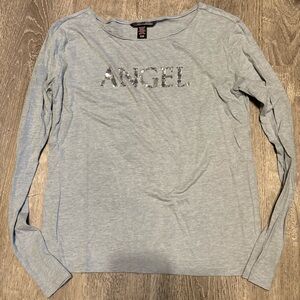 Victoria's Secret Light Gray 'Angel' Long Sleeve Tee